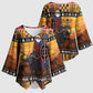 Kenya Safari Christmas Kimono Sleeve Blouse Black Santa Riding Cape Buffalo - Heri ya Krismasi