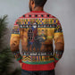 Afro Christmas in Kenya Safari Ugly Christmas Sweater Black Santa Riding Cape Buffalo - African Pride