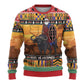 Afro Christmas in Kenya Safari Ugly Christmas Sweater Black Santa Riding Cape Buffalo - African Pride
