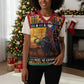Afro Christmas in Kenya Safari Christmas Knitted V-Neck Vest Black Santa Riding Cape Buffalo - African Pride