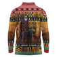Afro Christmas in Kenya Safari Long Sleeve Polo Shirt Black Santa Riding Cape Buffalo - African Pride