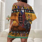Afro Christmas in Kenya Safari Off Shoulder Short Dress Black Santa Riding Cape Buffalo - African Pride