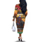 Afro Christmas in Kenya Safari Off The Shoulder Long Sleeve Dress Black Santa Riding Cape Buffalo - African Pride