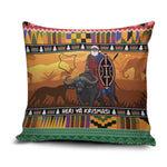 Kenya Safari Christmas Pillow Cover Black Santa Riding Cape Buffalo - Heri ya Krismasi