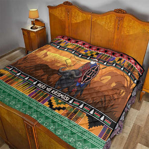 Afro Christmas in Kenya Safari Quilt Black Santa Riding Cape Buffalo - African Pride