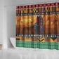 Afro Christmas in Kenya Safari Shower Curtain Black Santa Riding Cape Buffalo - African Pride