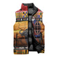 Kenya Safari Christmas Sleeveless Puffer Jacket Black Santa Riding Cape Buffalo - Heri ya Krismasi