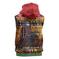 Afro Christmas in Kenya Safari Sleeveless Zip Hoodie Black Santa Riding Cape Buffalo - African Pride