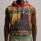 Afro Christmas in Kenya Safari Sleeveless Zip Hoodie Black Santa Riding Cape Buffalo - African Pride