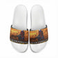 Kenya Safari Christmas Slide Sandals Black Santa Riding Cape Buffalo - Heri ya Krismasi