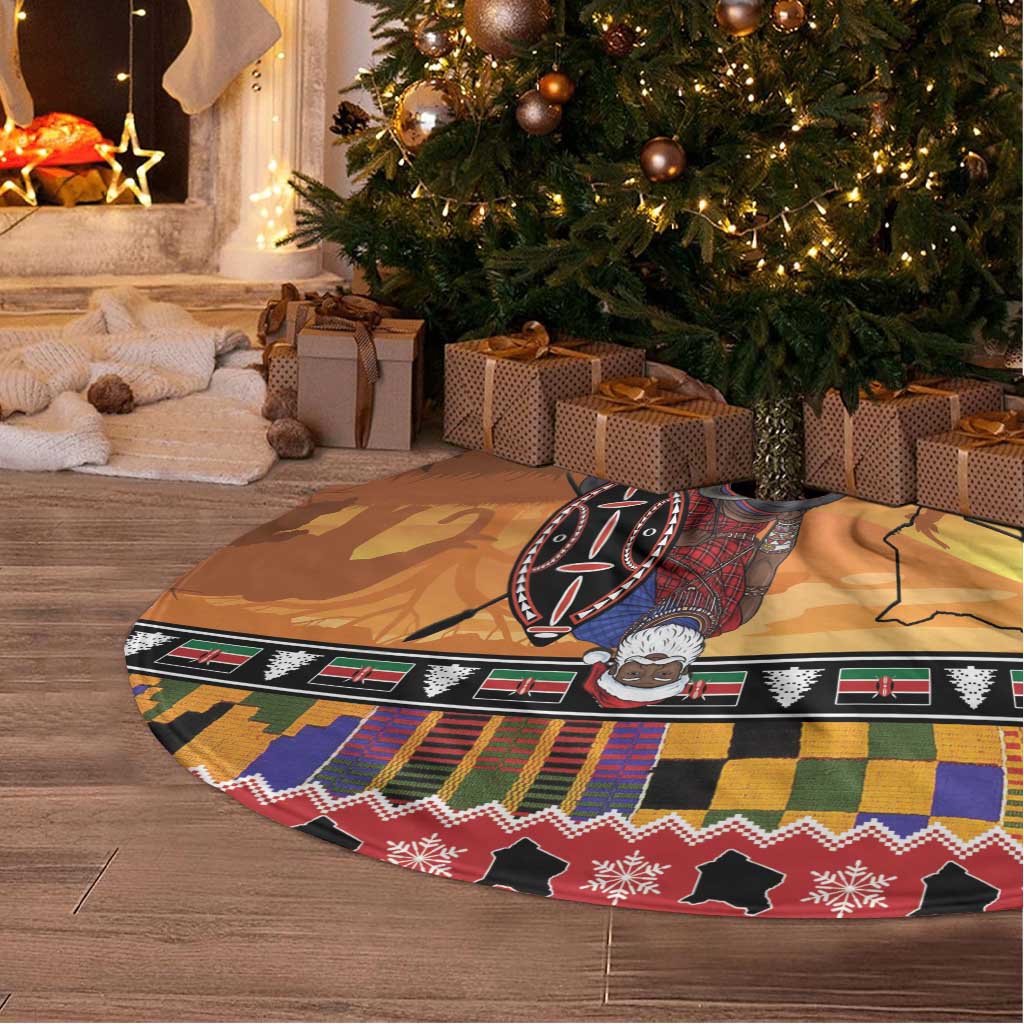 Afro Christmas in Kenya Safari Tree Skirt Black Santa Riding Cape Buffalo - African Pride