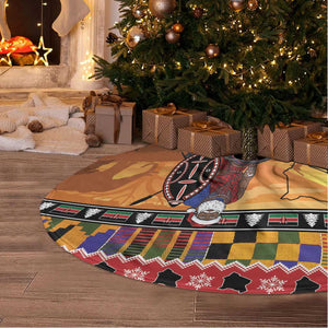 Afro Christmas in Kenya Safari Tree Skirt Black Santa Riding Cape Buffalo - African Pride