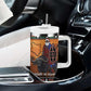 Afro Christmas in Kenya Safari Tumbler With Handle Black Santa Riding Cape Buffalo - African Pride