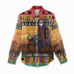 Afro Christmas in Kenya Safari Women Casual Shirt Black Santa Riding Cape Buffalo - African Pride
