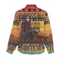 Afro Christmas in Kenya Safari Women Casual Shirt Black Santa Riding Cape Buffalo - African Pride