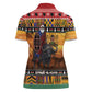 Afro Christmas in Kenya Safari Women Polo Shirt Black Santa Riding Cape Buffalo - African Pride