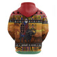 Afro Christmas in Kenya Safari Zip Hoodie Black Santa Riding Cape Buffalo - African Pride