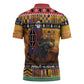 Kenya Safari Christmas Zipper Polo Shirt Black Santa Riding Cape Buffalo - Heri ya Krismasi