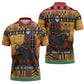 Kenya Safari Christmas Zipper Polo Shirt Black Santa Riding Cape Buffalo - Heri ya Krismasi