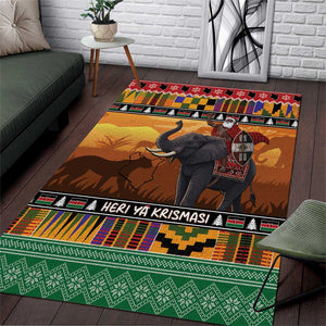 Afro Christmas in Kenya Safari Area Rug Black Santa Riding Elephant - African Pride