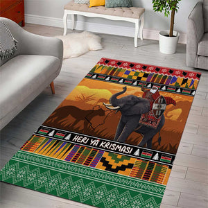 Afro Christmas in Kenya Safari Area Rug Black Santa Riding Elephant - African Pride
