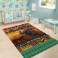 Afro Christmas in Kenya Safari Area Rug Black Santa Riding Elephant - African Pride