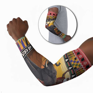 Kenya Safari Christmas Arm Sleeves Black Santa Riding Elephant - Heri ya Krismasi