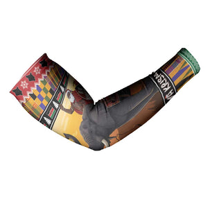 Kenya Safari Christmas Arm Sleeves Black Santa Riding Elephant - Heri ya Krismasi