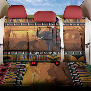 Afro Christmas in Kenya Safari Back Car Seat Cover Black Santa Riding Elephant - African Pride