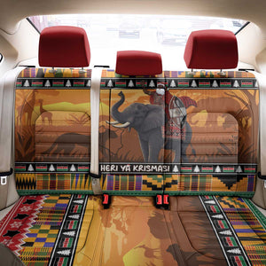 Afro Christmas in Kenya Safari Back Car Seat Cover Black Santa Riding Elephant - African Pride