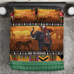 Afro Christmas in Kenya Safari Bedding Set Black Santa Riding Elephant - African Pride