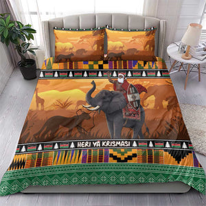 Afro Christmas in Kenya Safari Bedding Set Black Santa Riding Elephant - African Pride
