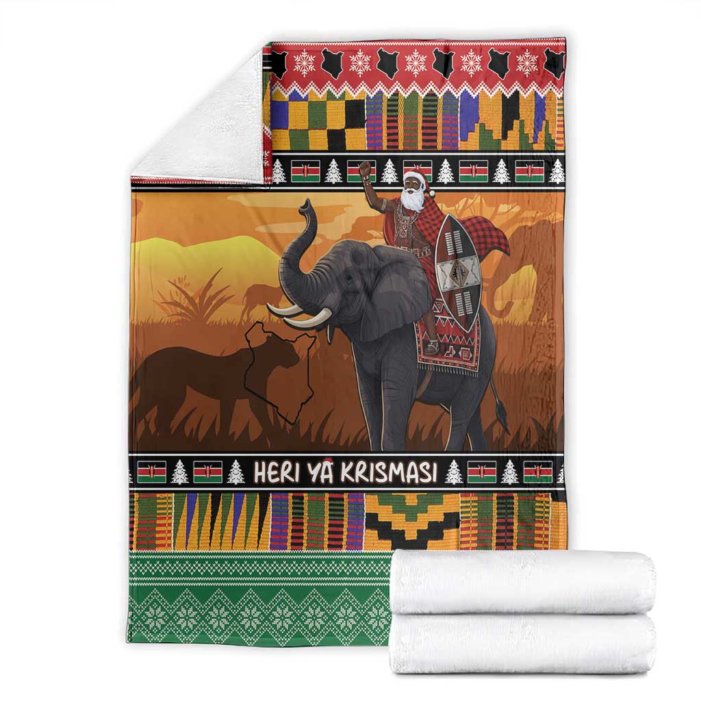 Afro Christmas in Kenya Safari Blanket Black Santa Riding Elephant - African Pride