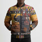 Kenya Safari Christmas Bomber Puffer Jacket Black Santa Riding Elephant - Heri ya Krismasi
