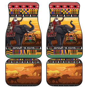 Afro Christmas in Kenya Safari Car Mats Black Santa Riding Elephant - African Pride