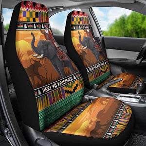 Afro Christmas in Kenya Safari Car Seat Cover Black Santa Riding Elephant - African Pride