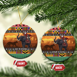 Afro Christmas in Kenya Safari Ceramic Ornament Black Santa Riding Elephant - African Pride