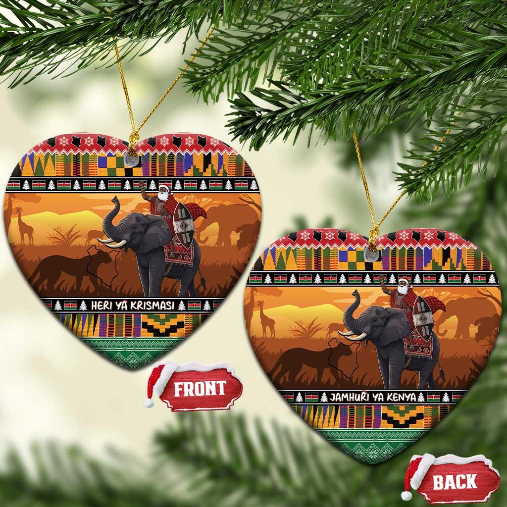 Afro Christmas in Kenya Safari Ceramic Ornament Black Santa Riding Elephant - African Pride