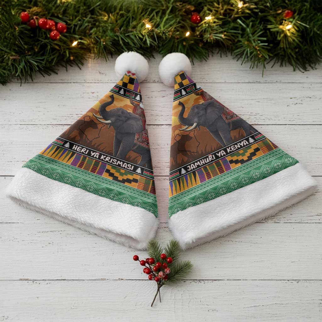 Afro Christmas in Kenya Safari Christmas Santa Hat Black Santa Riding Elephant - African Pride
