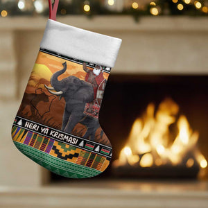 Afro Christmas in Kenya Safari Christmas Stocking Black Santa Riding Elephant - African Pride