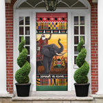 Kenya Safari Christmas Door Cover Black Santa Riding Elephant - Heri ya Krismasi