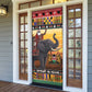 Kenya Safari Christmas Door Cover Black Santa Riding Elephant - Heri ya Krismasi