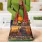 Afro Christmas in Kenya Safari Grocery Bag Black Santa Riding Elephant - African Pride
