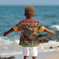 Afro Christmas in Kenya Safari Kid Hawaiian Shirt Black Santa Riding Elephant - African Pride