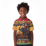Afro Christmas in Kenya Safari Kid Polo Shirt Black Santa Riding Elephant - African Pride