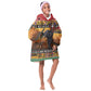Afro Christmas in Kenya Safari Kid Wearable Blanket Hoodie Black Santa Riding Elephant - African Pride