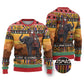 Afro Christmas in Kenya Safari Ugly Christmas Sweater Black Santa Riding Elephant - African Pride