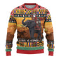 Afro Christmas in Kenya Safari Ugly Christmas Sweater Black Santa Riding Elephant - African Pride
