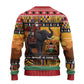 Afro Christmas in Kenya Safari Ugly Christmas Sweater Black Santa Riding Elephant - African Pride