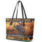 Afro Christmas in Kenya Safari Leather Tote Bag Black Santa Riding Elephant - African Pride